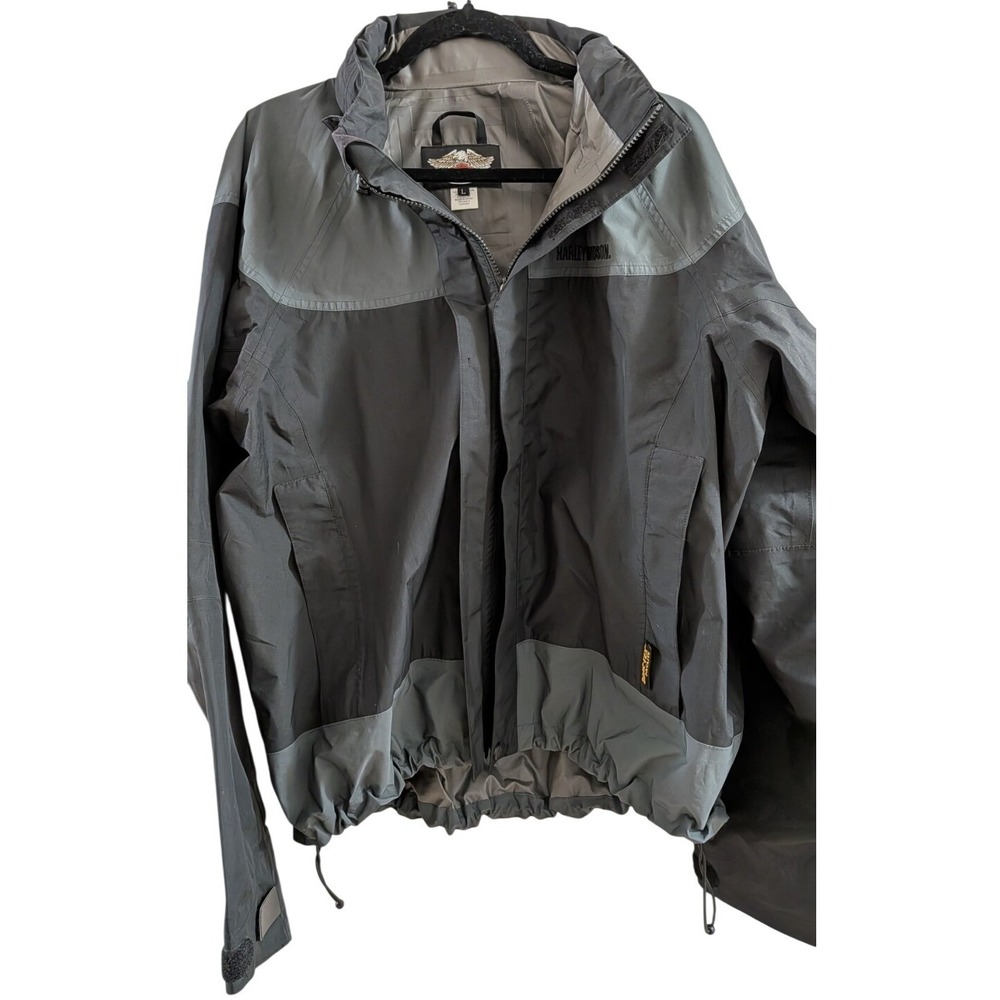 Harley Davidson Men Large Gore-Tex ® Paclite Motorcycle Hooded Rain Wind Jacket - Picture 4 of 7